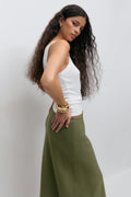 Drawstring maxi skirt - Kaki