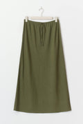 Drawstring maxi skirt - Kaki
