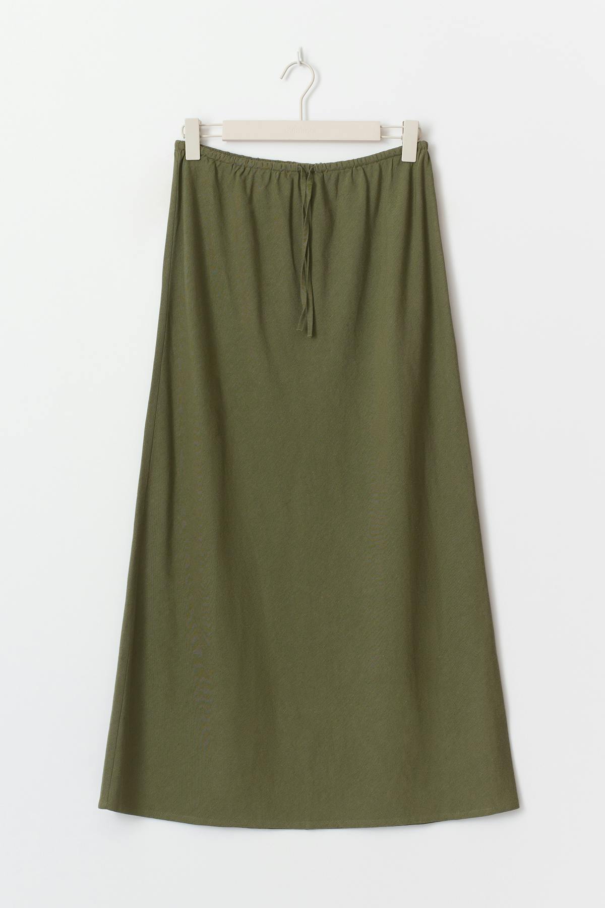 Drawstring maxi skirt - Kaki