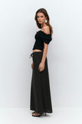 Drawstring maxi skirt - Blanc