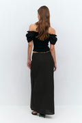 Drawstring maxi skirt - Noir