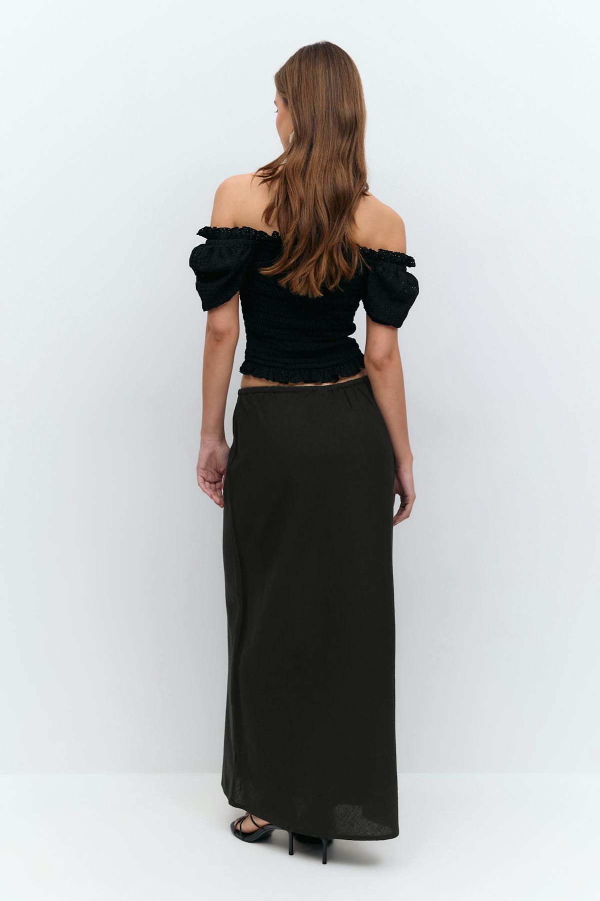 Drawstring maxi skirt - Noir