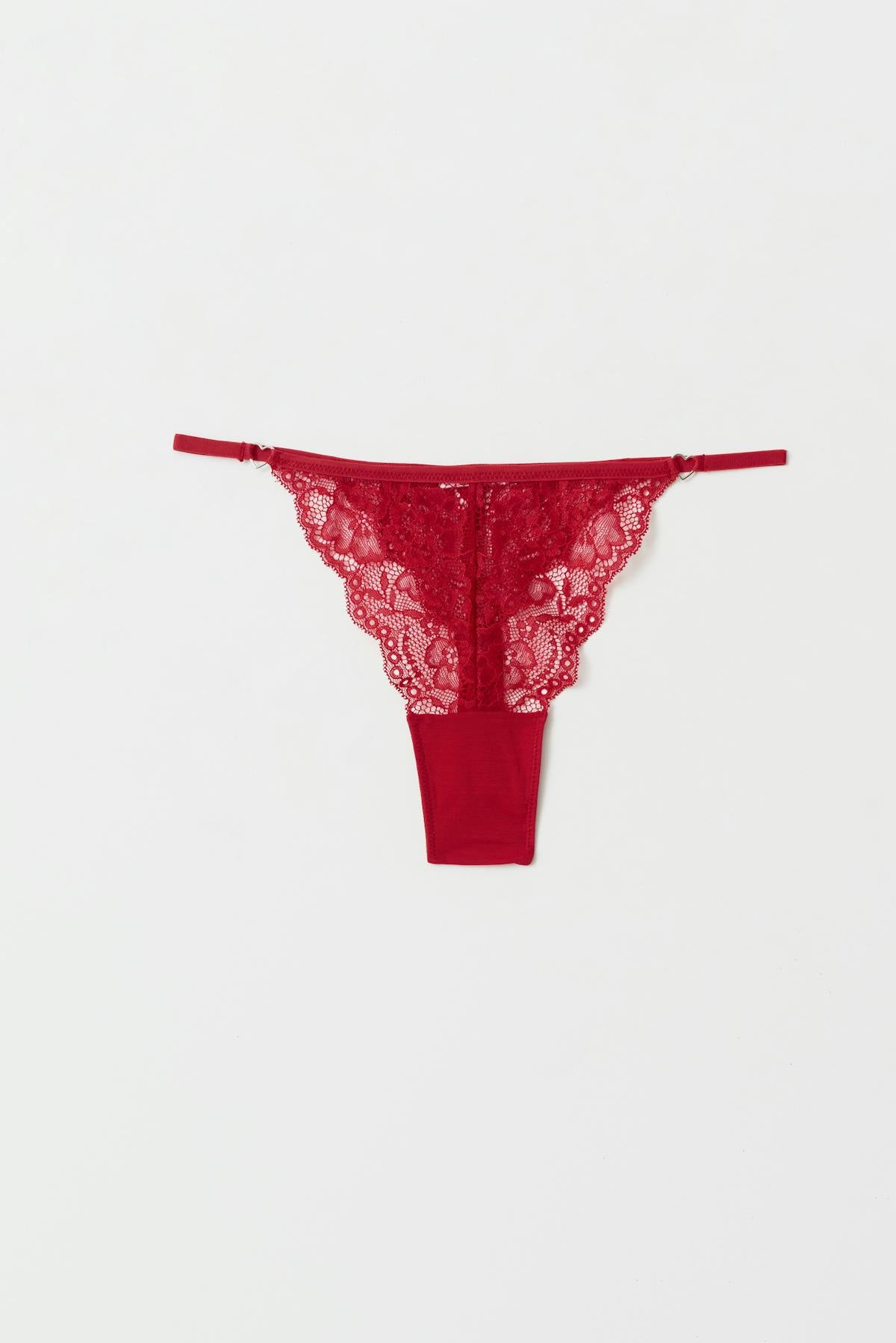 Lace thong - Rouge