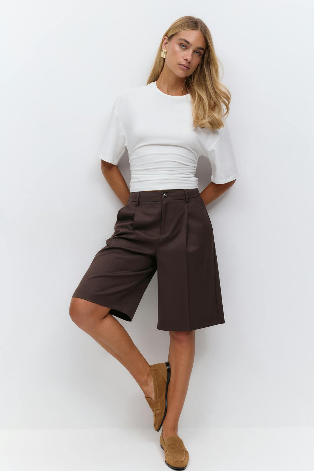 Long bermuda shorts - Marron foncé