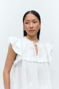 Poplin frill top - Kaki