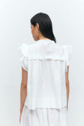 Poplin frill top - Blanc
