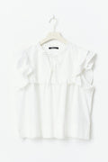Poplin frill top - Blanc