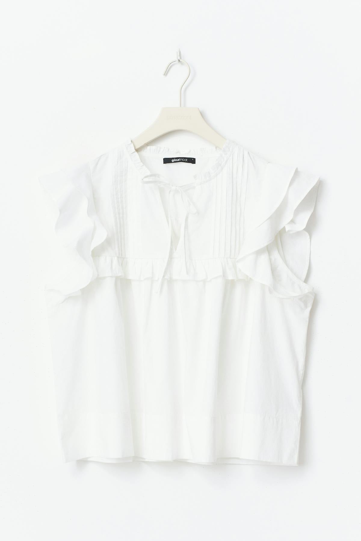 Poplin frill top - Blanc