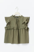 Poplin frill top - Kaki
