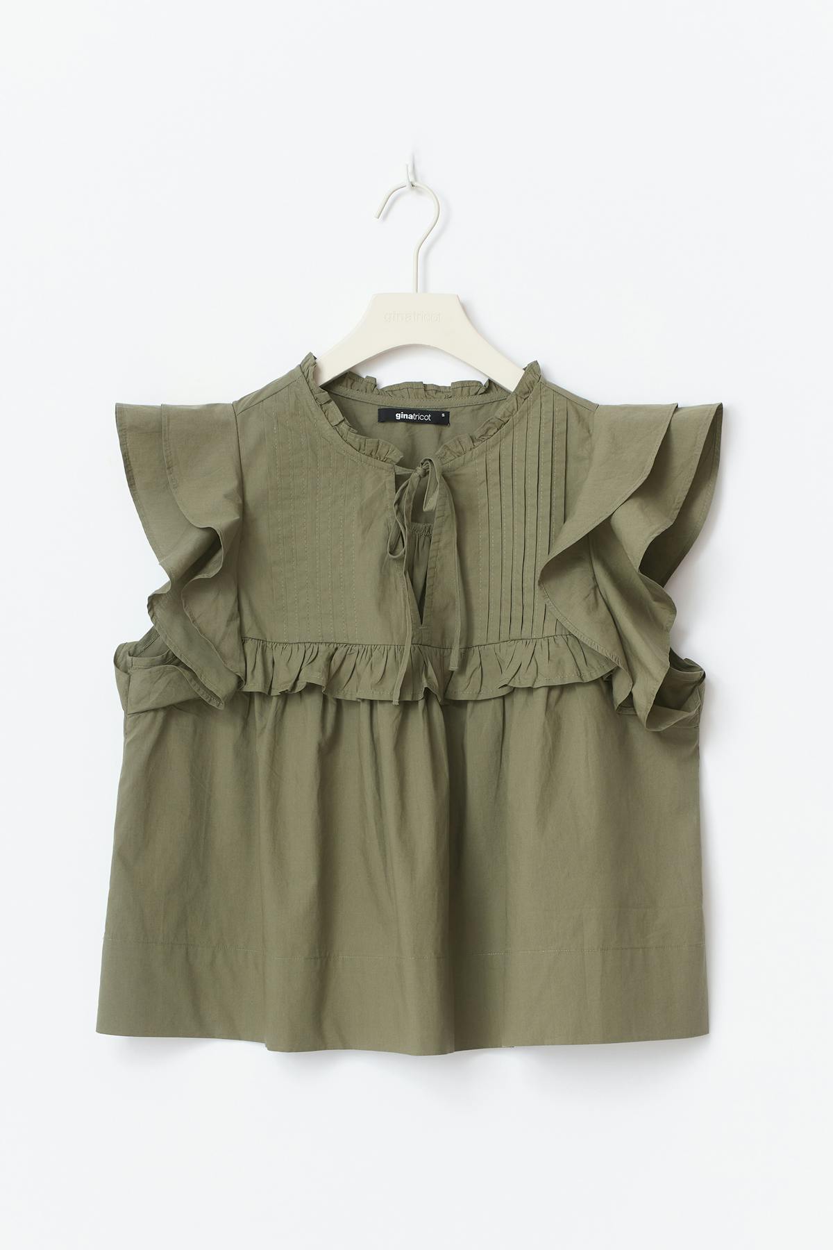 Poplin frill top - Kaki