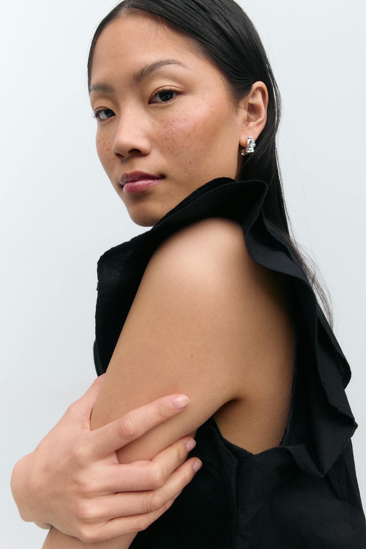 Poplin frill top - Noir