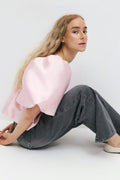 Shiny peplum blouse - Rose clair