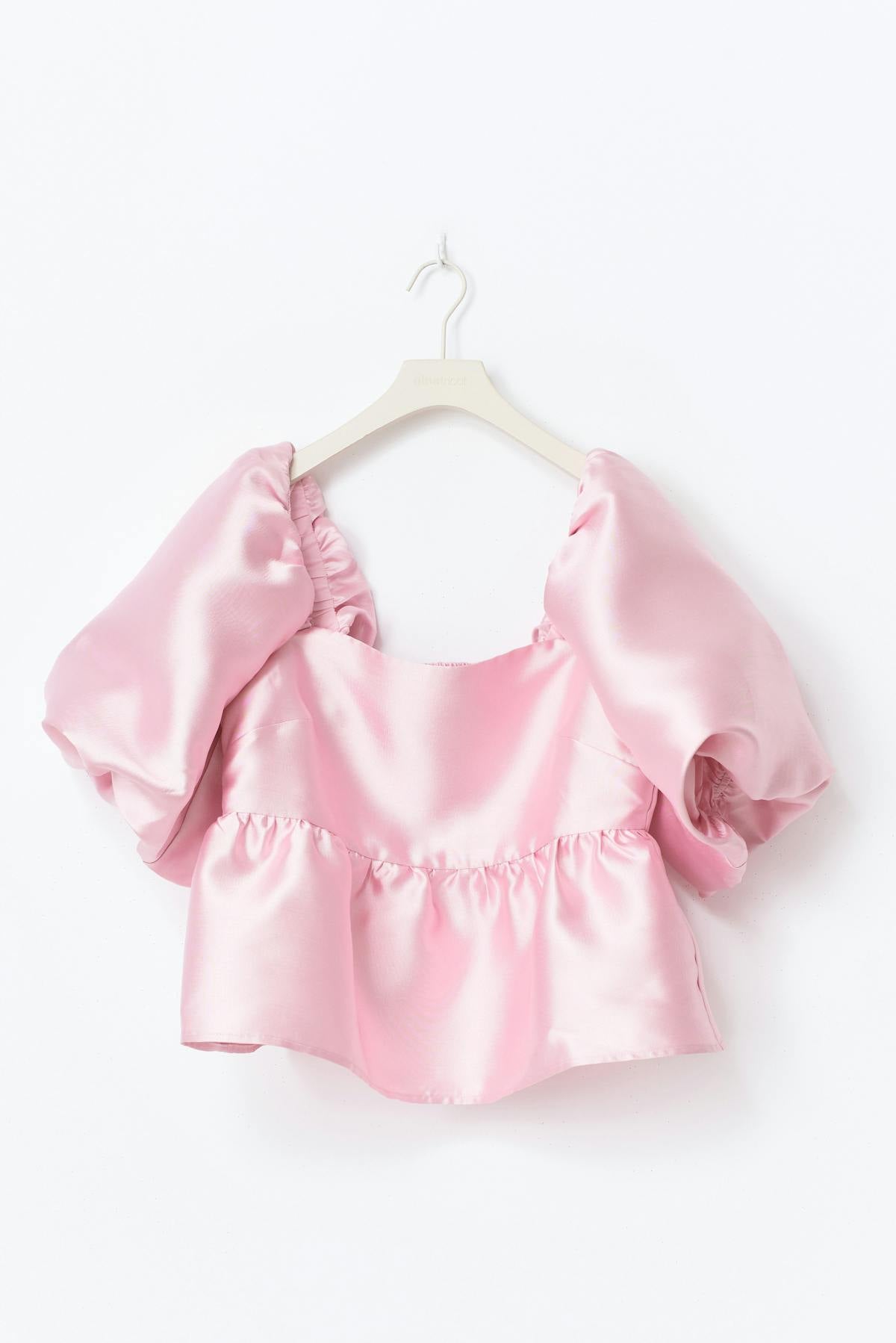Shiny peplum blouse - Rose clair