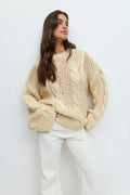 Knitted cable sweater - Almond milk