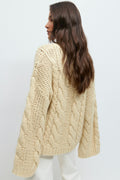 Knitted cable sweater - Almond milk