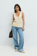 Loose knitted vest - Vanilla yellow