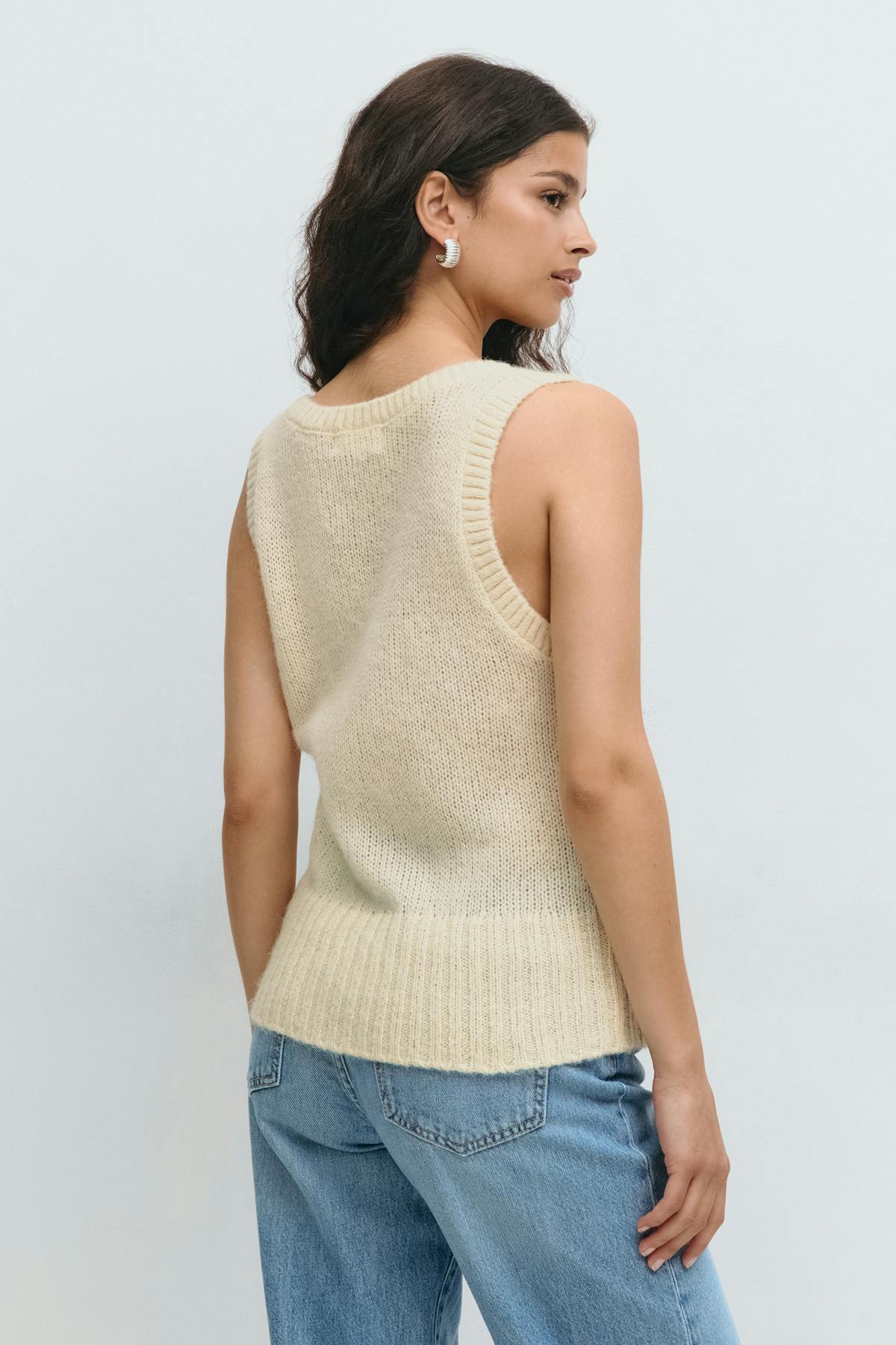 Loose knitted vest - Greymelange