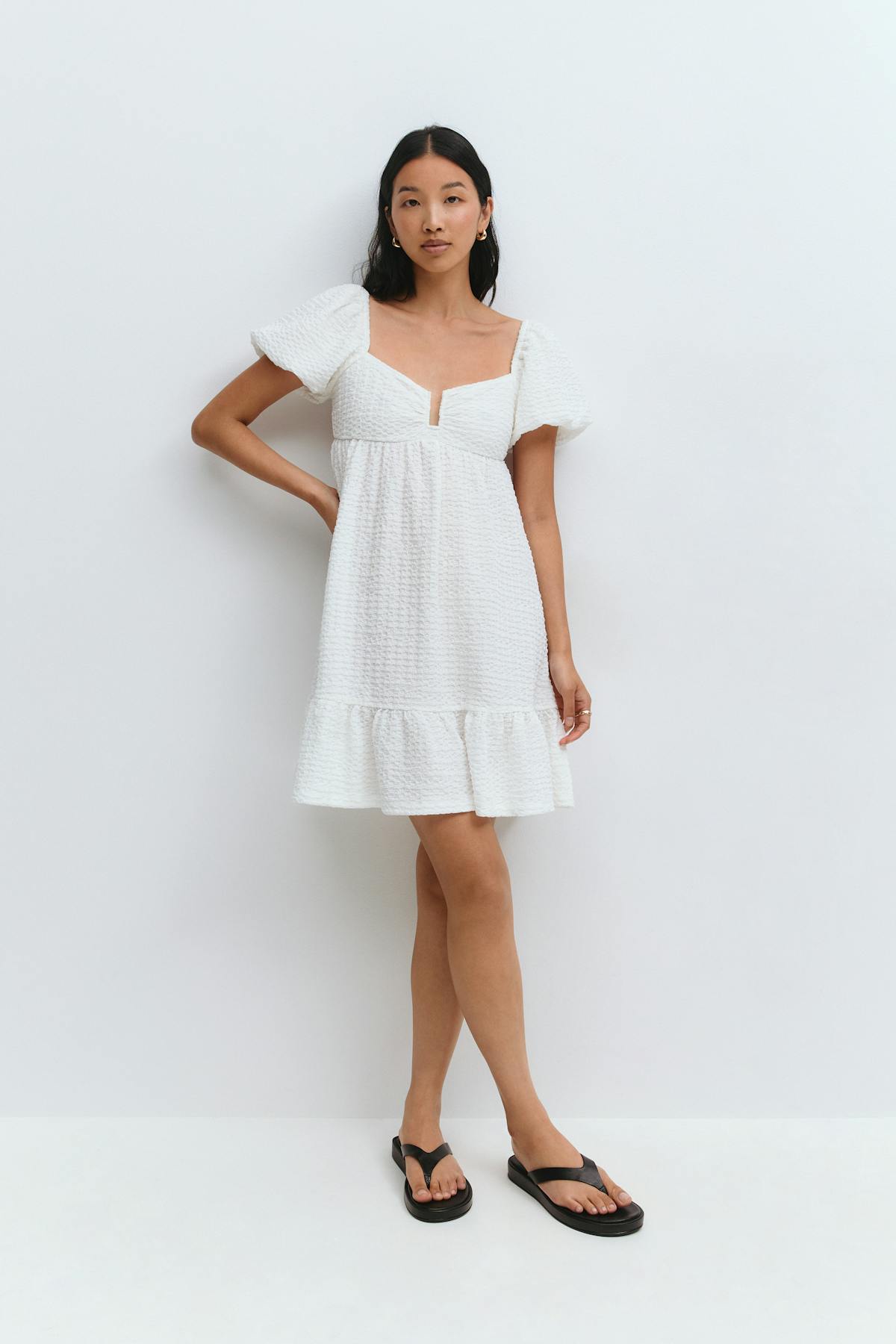 puff sleeve dress - Pink flower