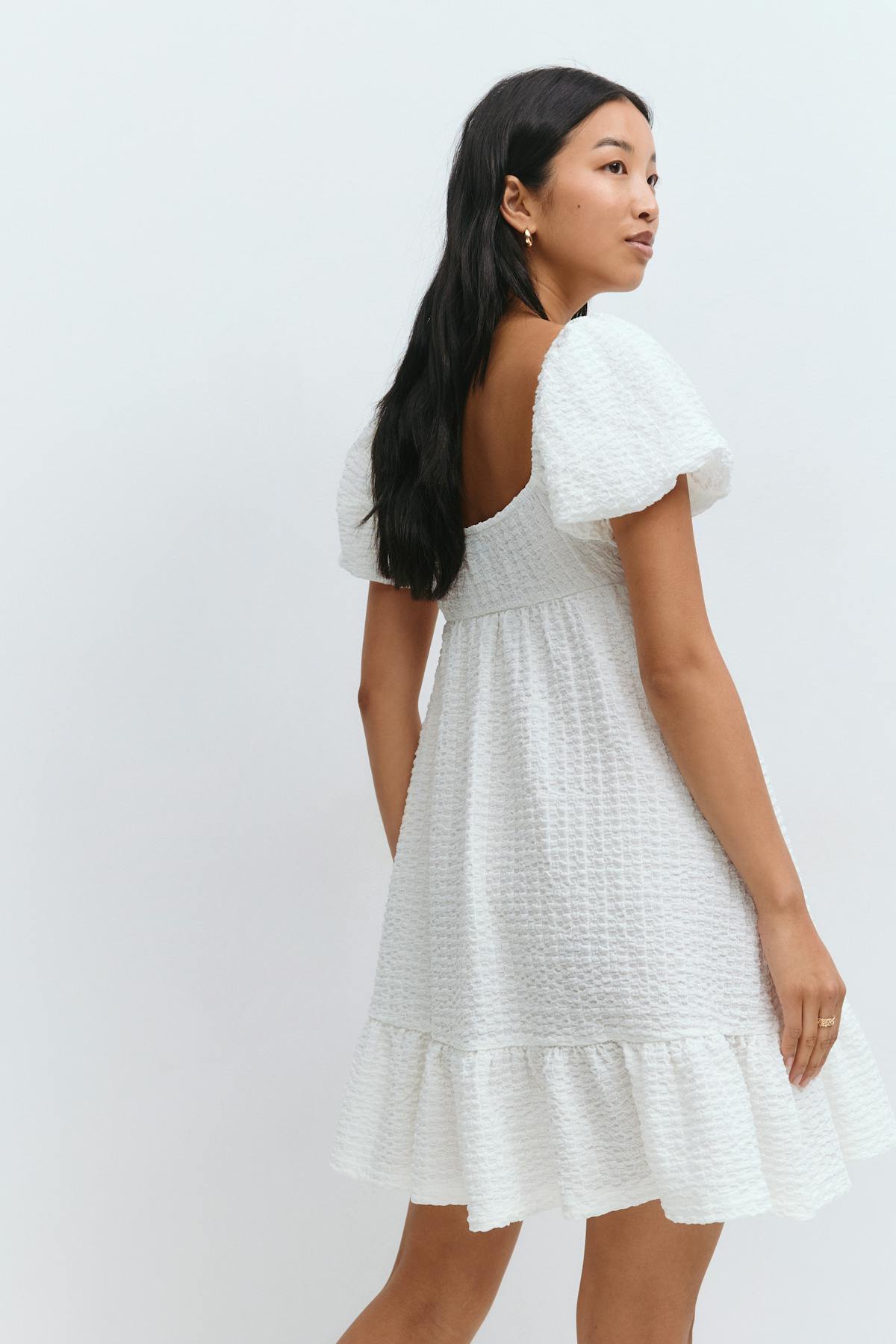 puff sleeve dress - Green flower