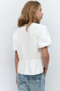 Y tie peplum top - Blanc