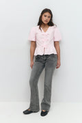 Y tie peplum top - Rose