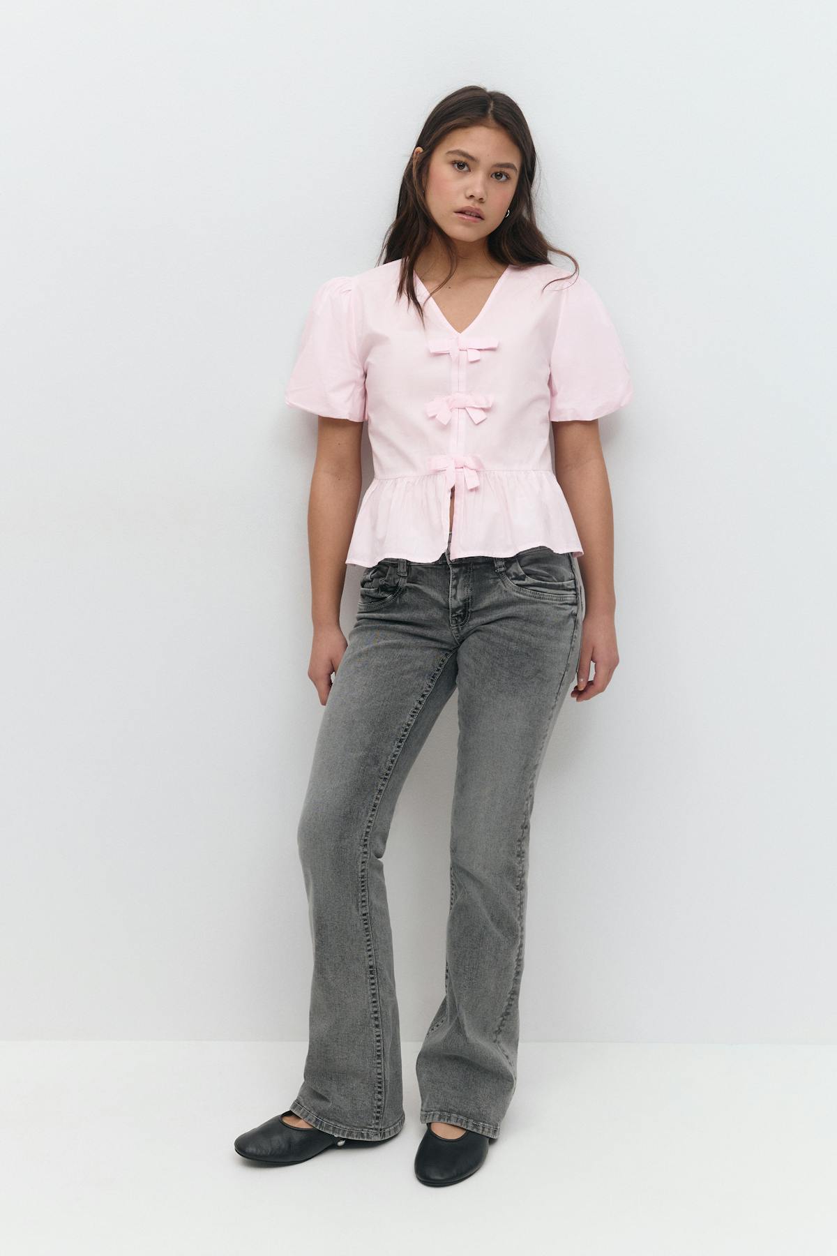 Y tie peplum top - Rose