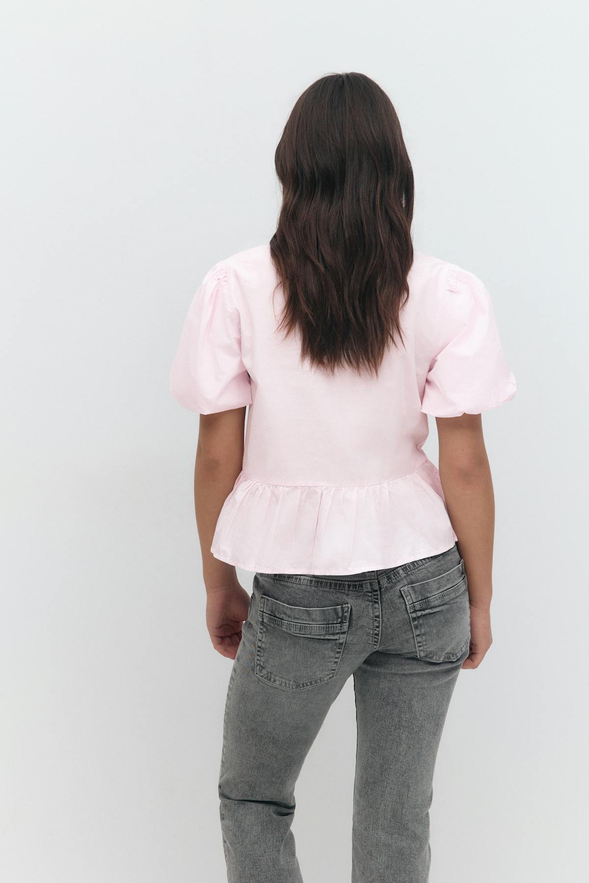 Y tie peplum top - Rose