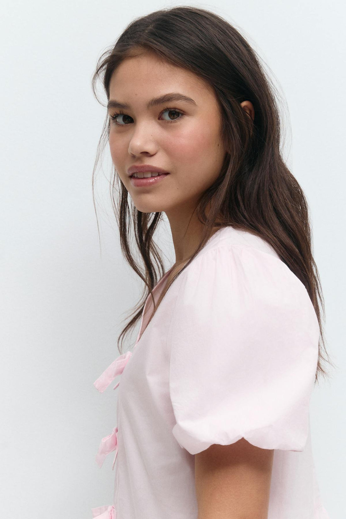Y tie peplum top - Rose