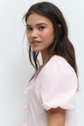 Y tie peplum top - Rose