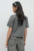 One button knitted top - Gris anthracite
