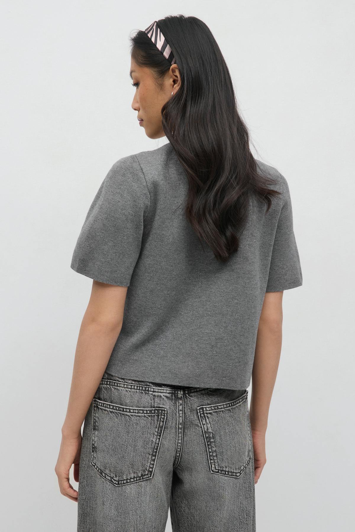 One button knitted top - Gris anthracite