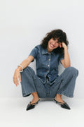 Shaped denim shirt - Mid blue