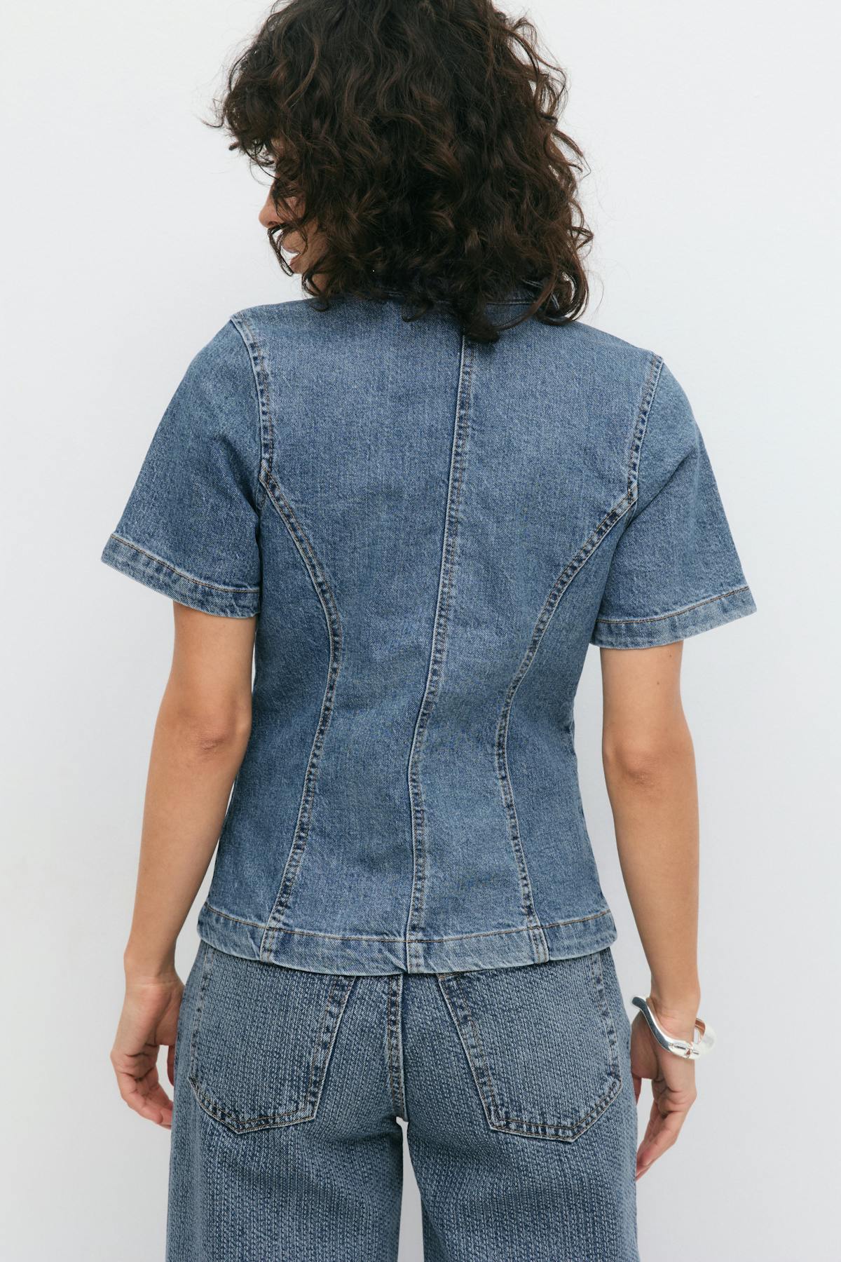 Shaped denim shirt - Mid blue