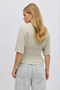 Pleated tee - Abbey stone