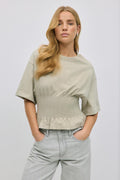 Pleated tee - Abbey stone