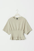 Pleated tee - Abbey stone