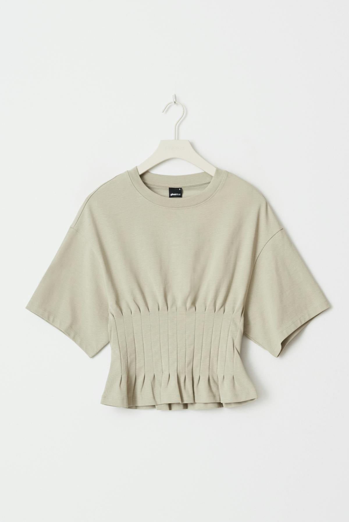 Pleated tee - Abbey stone