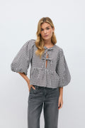 Gingham blouse - Marron