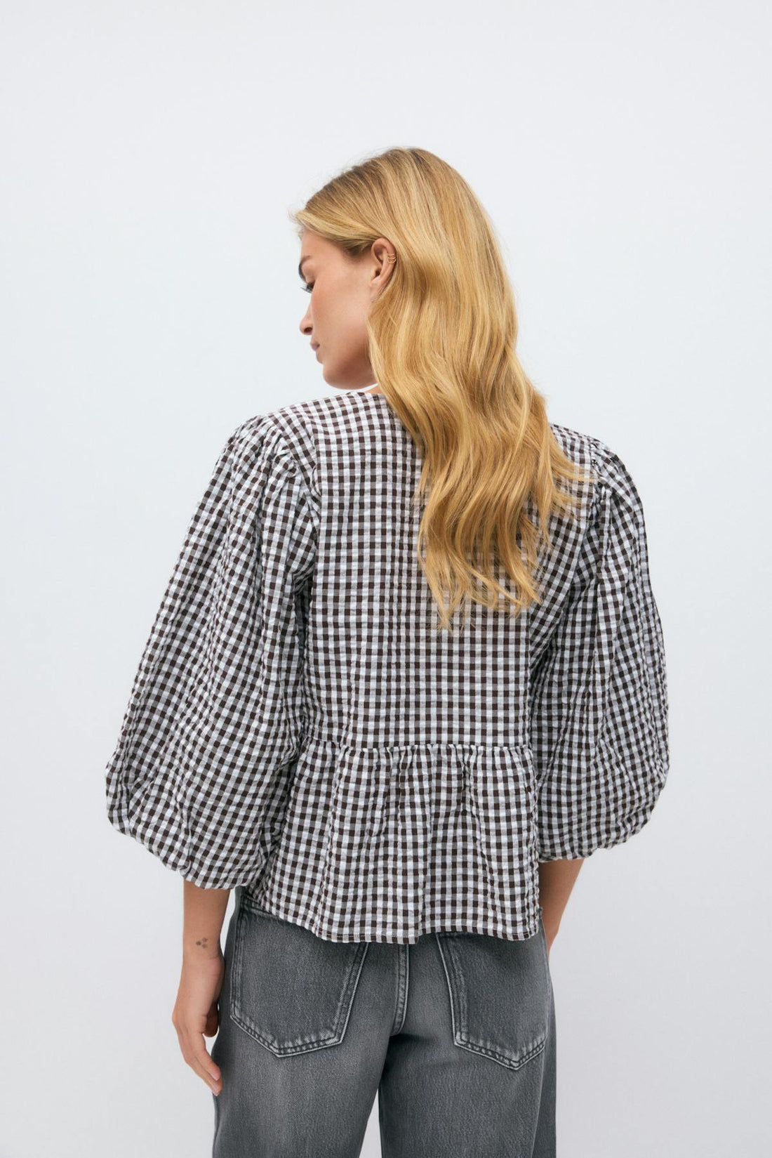 Gingham blouse - Marron