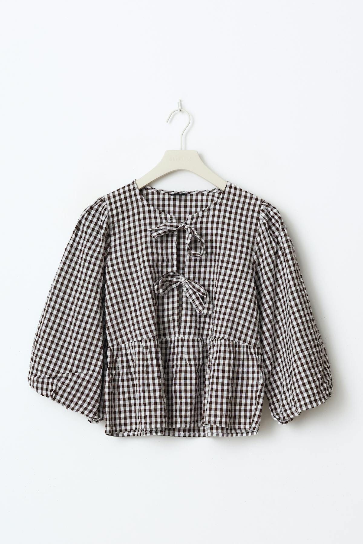 Gingham blouse - Marron