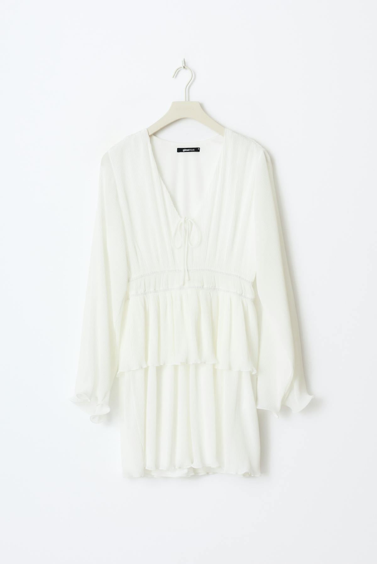 Pleated dress - Blanc cassé
