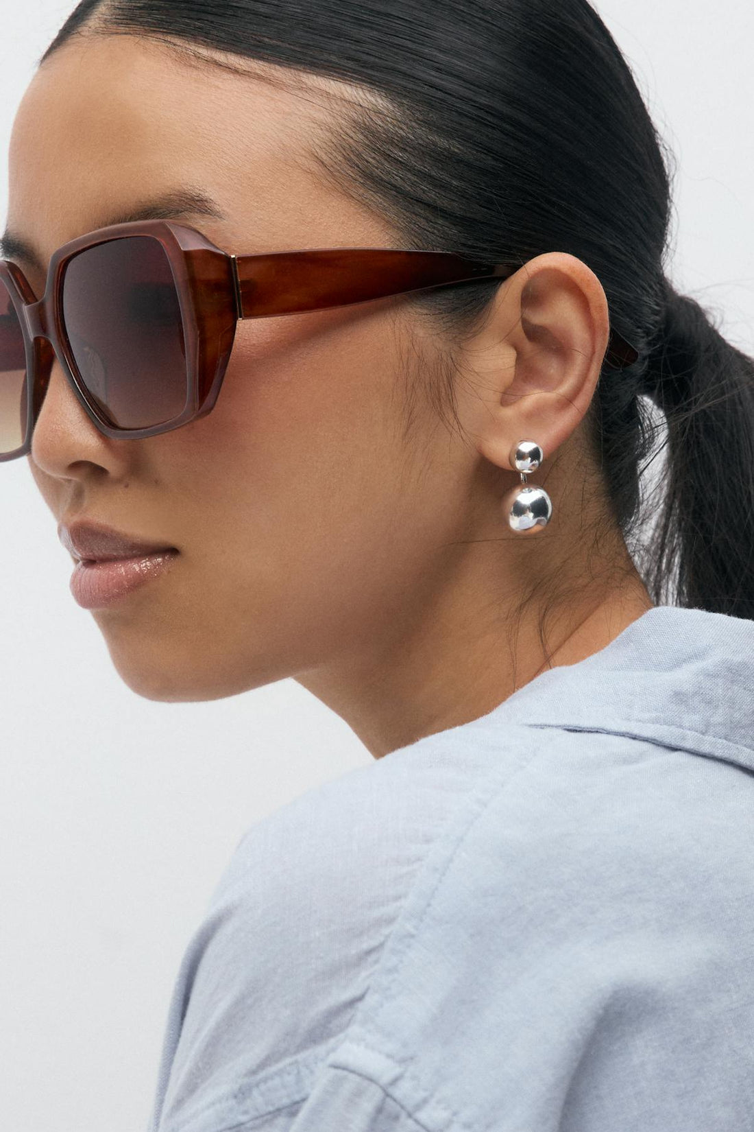 Bold retro square sunglasses - Brown melange