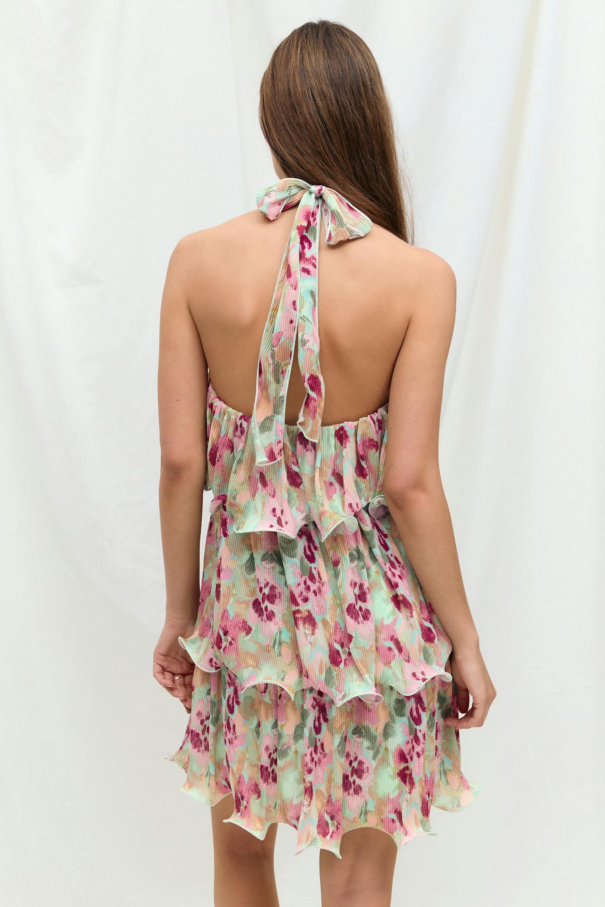 Halterneck wave edge dress - Blanc cassé