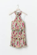 Halterneck wave edge dress - Watercolor aop