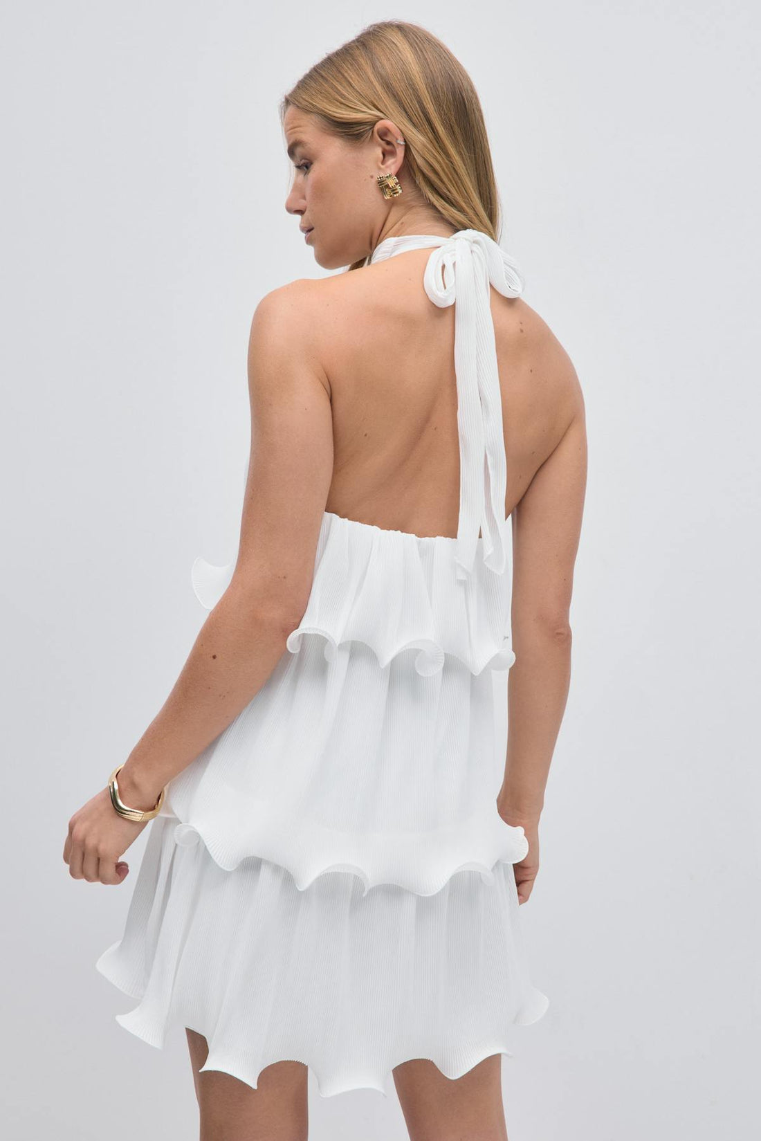 Halterneck wave edge dress - Blanc cassé
