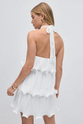 Halterneck wave edge dress - Blanc cassé