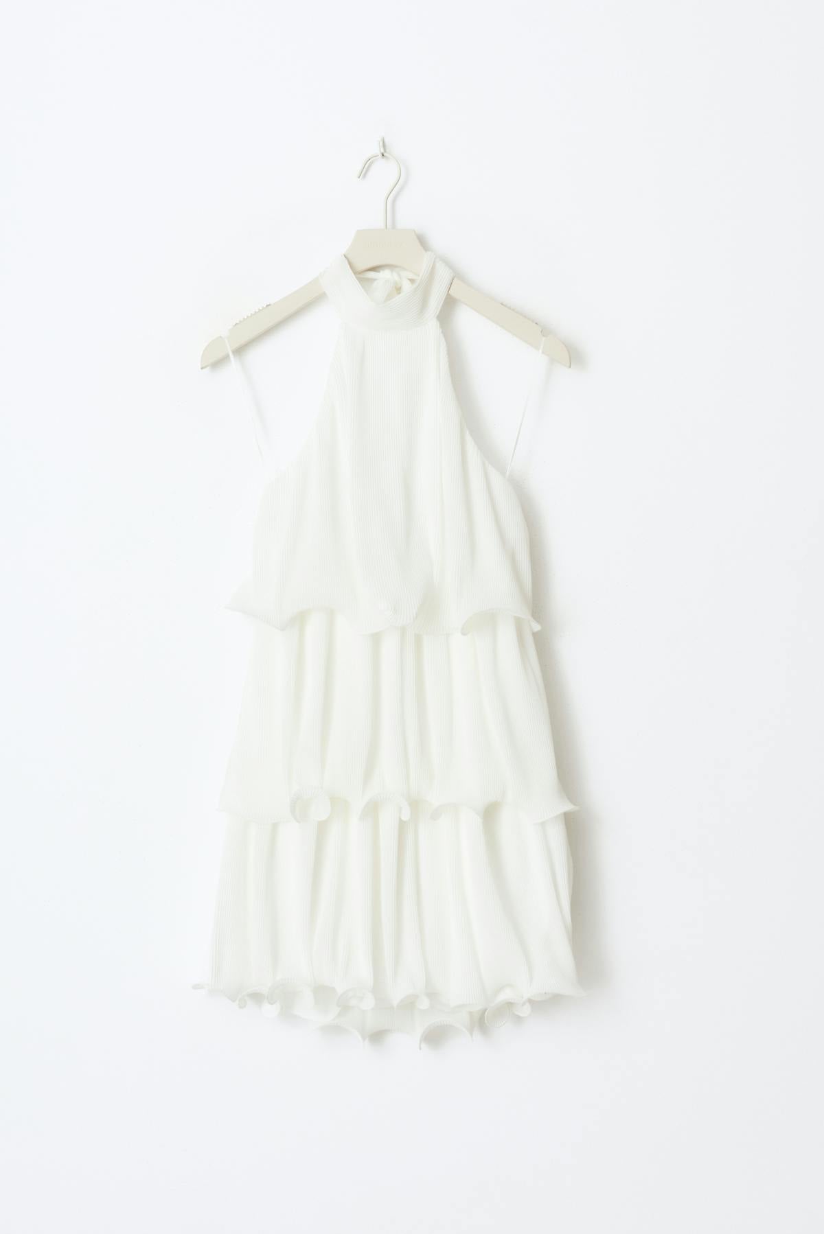 Halterneck wave edge dress - Blanc cassé