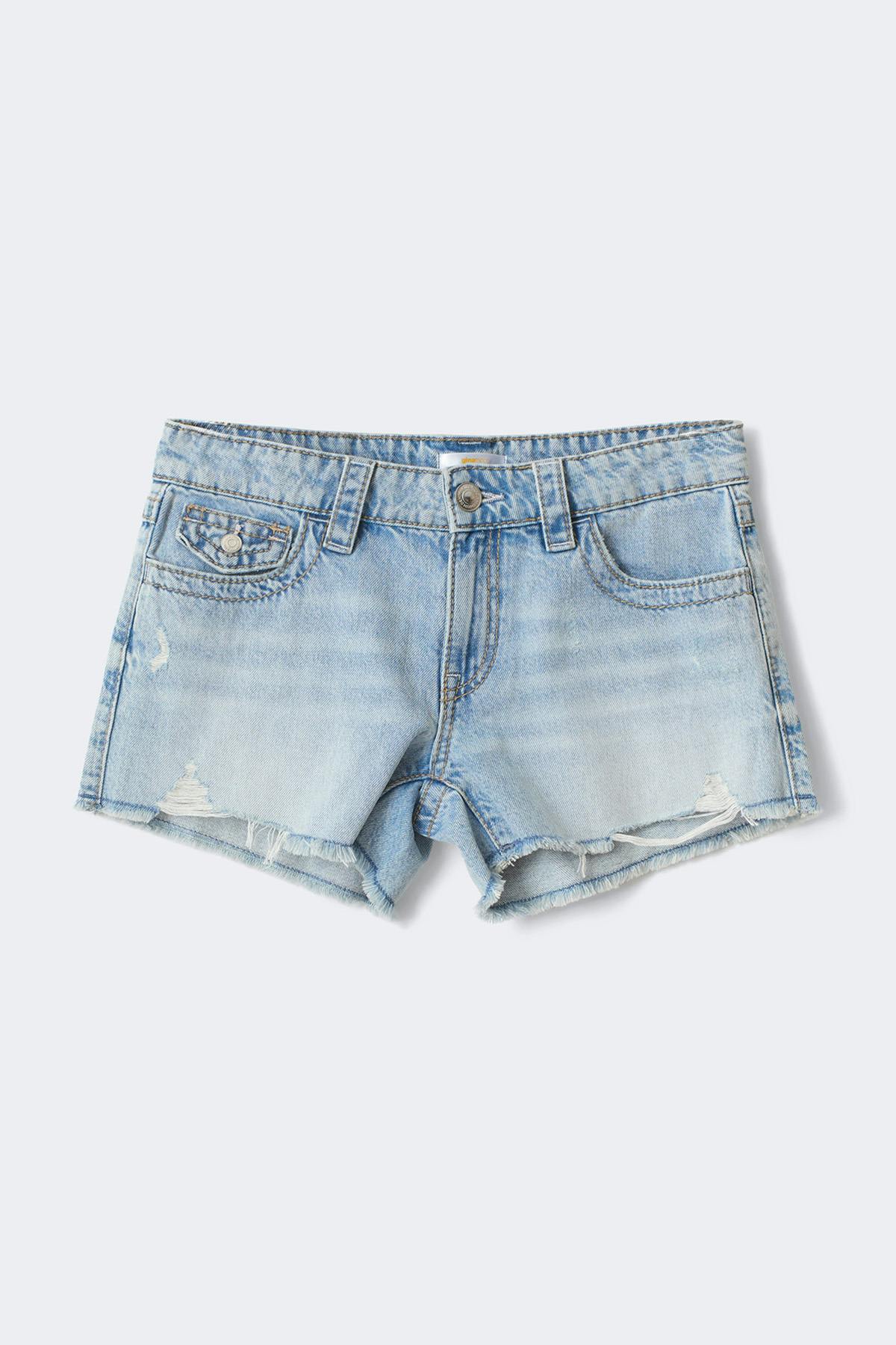 Y chunky embroidery shorts - Bleu clair