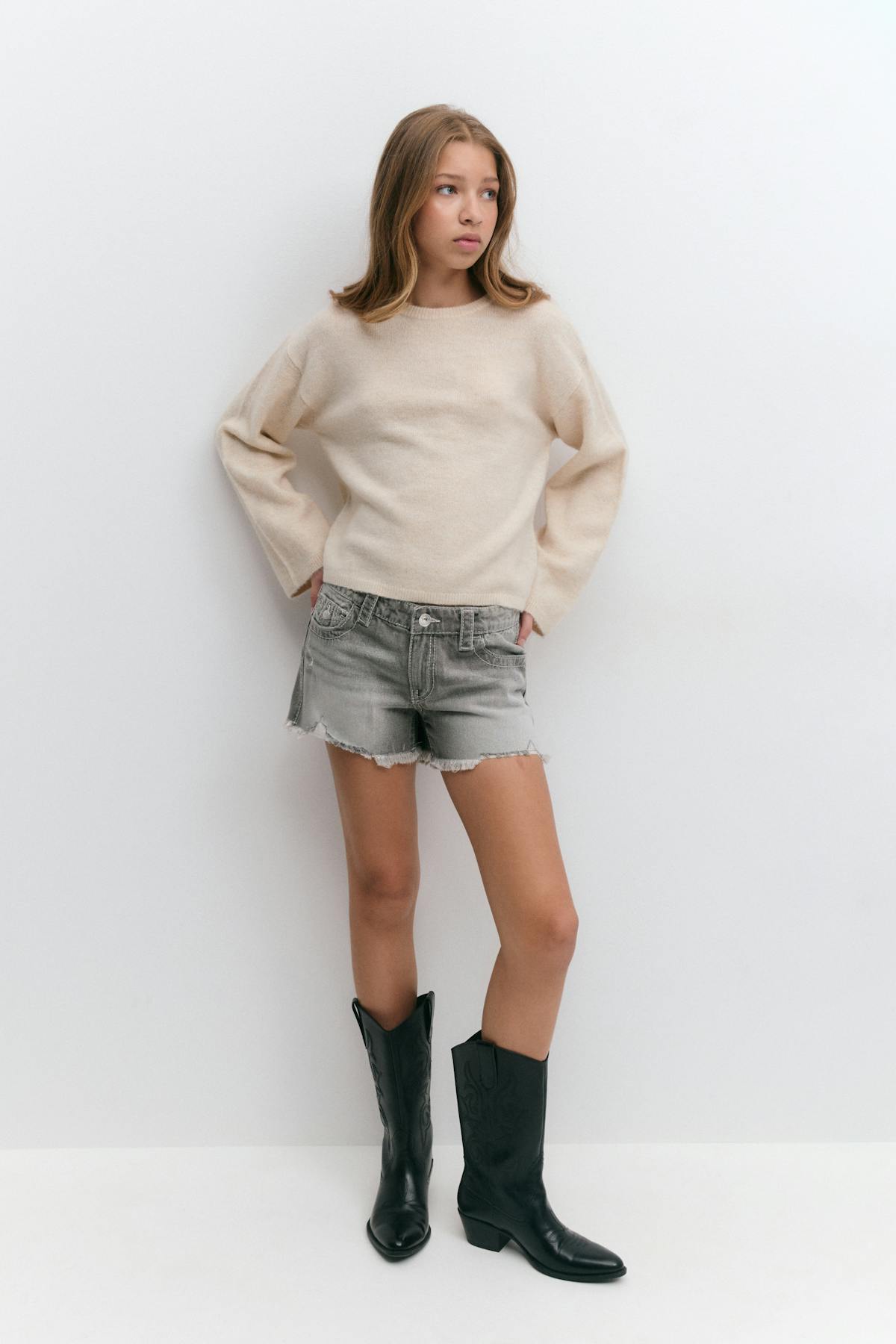 Y chunky embroidery shorts - Bleu clair