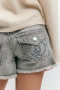 Y chunky embroidery shorts - Bleu clair